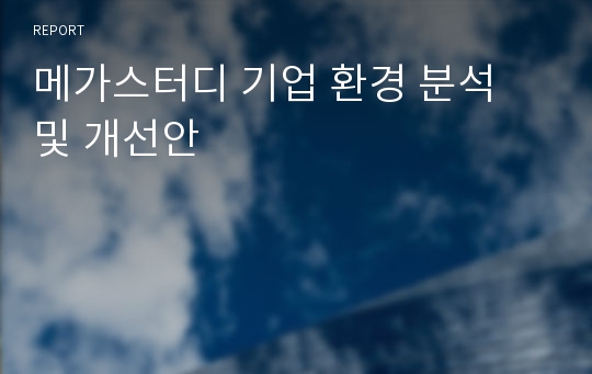 메가스터디 기업 환경 분석 및 개선안