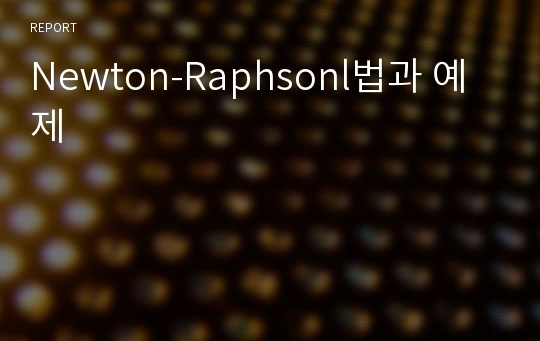 Newton-Raphsonl법과 예제