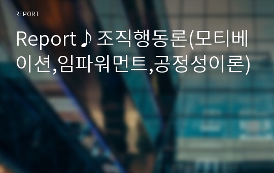 Report♪조직행동론(모티베이션,임파워먼트,공정성이론)