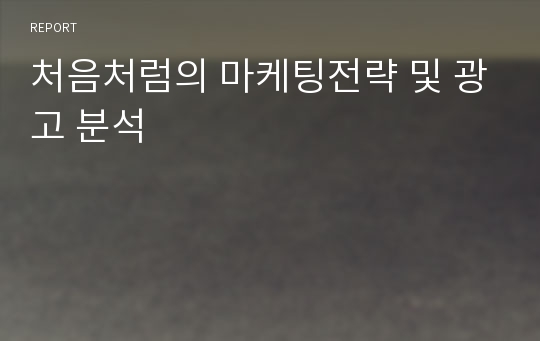 처음처럼의 마케팅전략 및 광고 분석