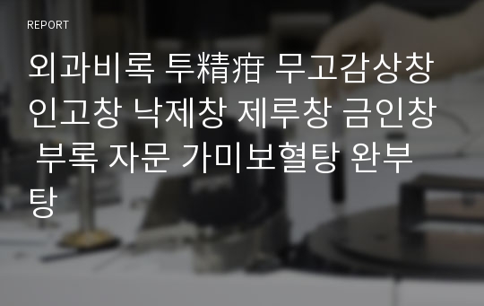 외과비록 투精疳 무고감상창 인고창 낙제창 제루창 금인창 부록 자문 가미보혈탕 완부탕