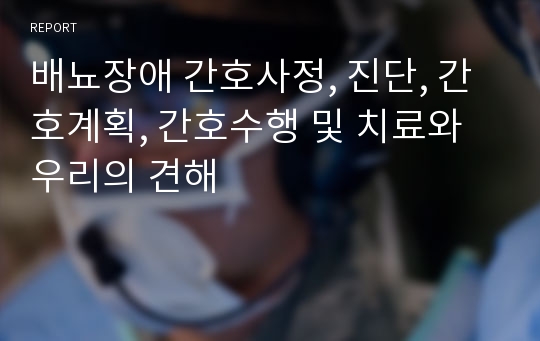 배뇨장애 간호사정, 진단, 간호계획, 간호수행 및 치료와 우리의 견해