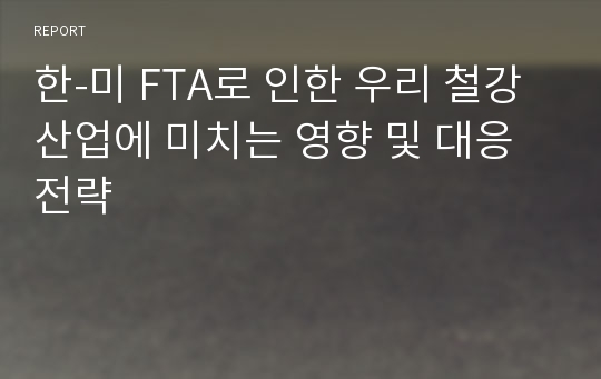 한-미 FTA로 인한 우리 철강산업에 미치는 영향 및 대응전략