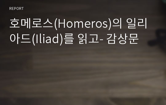 호메로스(Homeros)의 일리아드(Iliad)를 읽고- 감상문