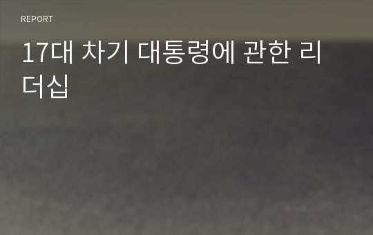 17대 차기 대통령에 관한 리더십