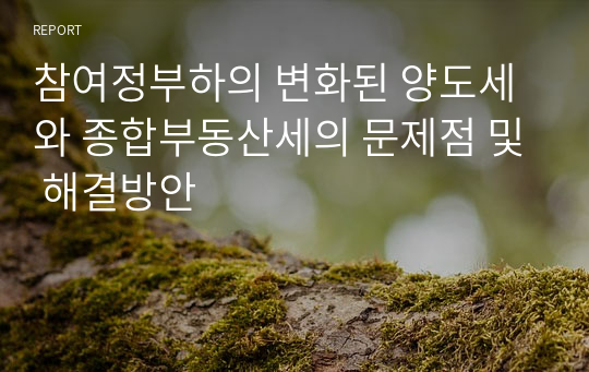 참여정부하의 변화된 양도세와 종합부동산세의 문제점 및 해결방안