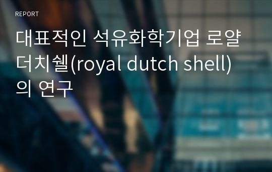 대표적인 석유화학기업 로얄더치쉘(royal dutch shell)의 연구