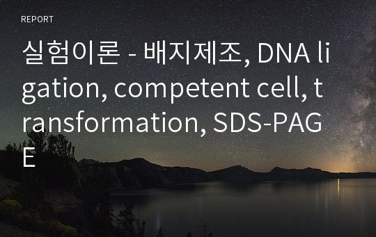 실험이론 - 배지제조, DNA ligation, competent cell, transformation, SDS-PAGE