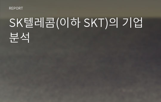 SK텔레콤(이하 SKT)의 기업분석