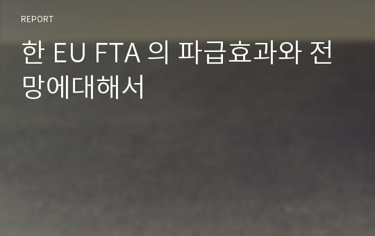 한 EU FTA 의 파급효과와 전망에대해서