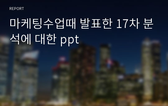 마케팅수업때 발표한 17차 분석에 대한 ppt