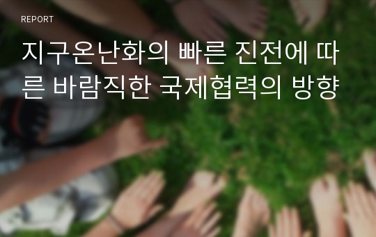 지구온난화의 빠른 진전에 따른 바람직한 국제협력의 방향