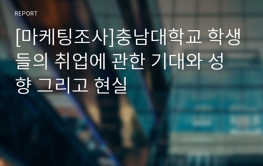 [마케팅조사]충남대학교 학생들의 취업에 관한 기대와 성향 그리고 현실