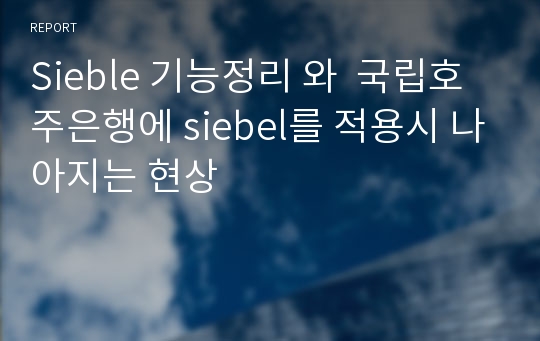 Sieble 기능정리 와  국립호주은행에 siebel를 적용시 나아지는 현상