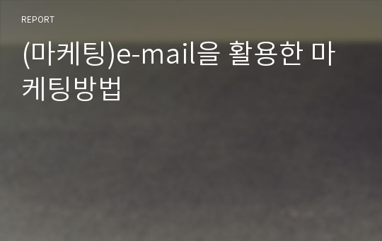 (마케팅)e-mail을 활용한 마케팅방법