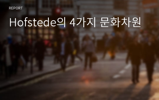 Hofstede의 4가지 문화차원