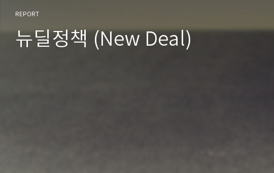 뉴딜정책 (New Deal)