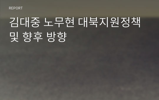 김대중 노무현 대북지원정책 및 향후 방향