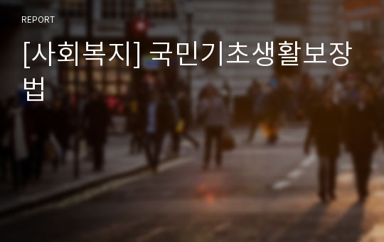 [사회복지] 국민기초생활보장법