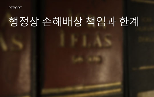 행정상 손해배상 책임과 한계