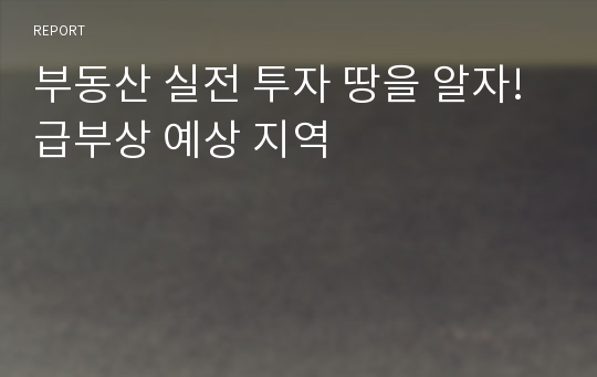 부동산 실전 투자 땅을 알자! 급부상 예상 지역