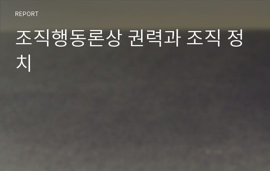 조직행동론상 권력과 조직 정치