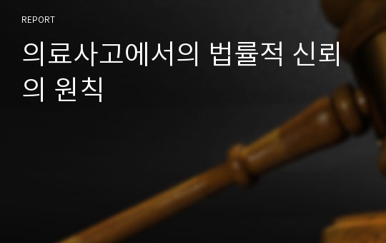 의료사고에서의 법률적 신뢰의 원칙