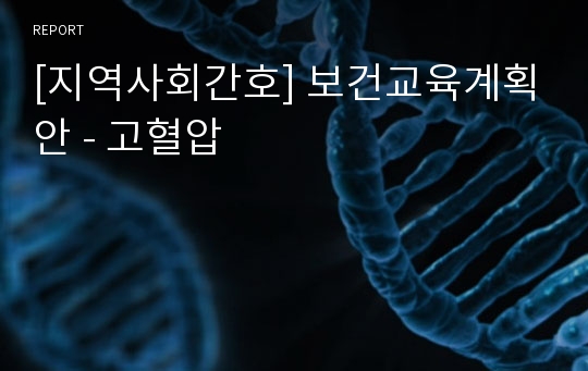 [지역사회간호] 보건교육계획안 - 고혈압