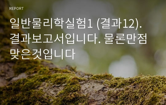 일반물리학실험1 (결과12). 결과보고서입니다. 물론만점맞은것입니다