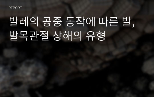 발레의 공중 동작에 따른 발, 발목관절 상해의 유형