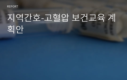 지역간호-고혈압 보건교육 계획안