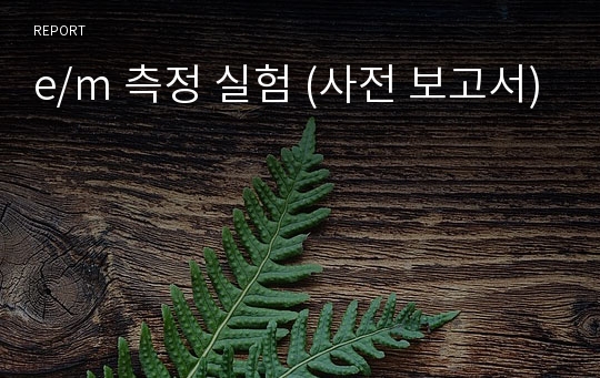 e/m 측정 실험 (사전 보고서)