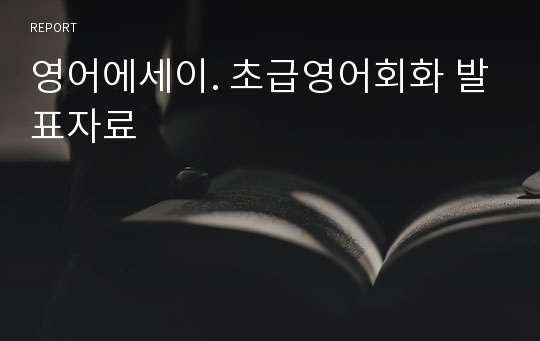 영어에세이. 초급영어회화 발표자료