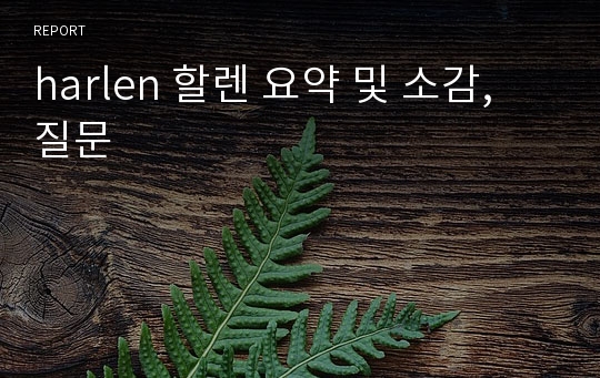 harlen 할렌 요약 및 소감, 질문