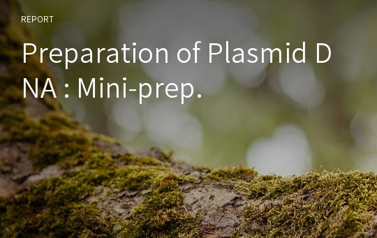 Preparation of Plasmid DNA : Mini-prep.