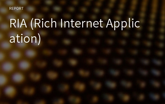 RIA (Rich Internet Application)