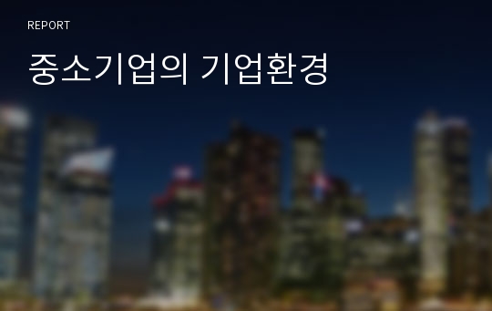 중소기업의 기업환경