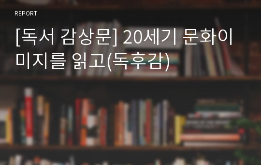 [독서 감상문] 20세기 문화이미지를 읽고(독후감)