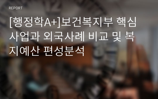 [행정학A+]보건복지부 핵심사업과 외국사례 비교 및 복지예산 편성분석