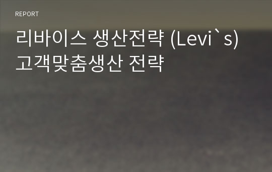 리바이스 생산전략 (Levi`s) 고객맞춤생산 전략