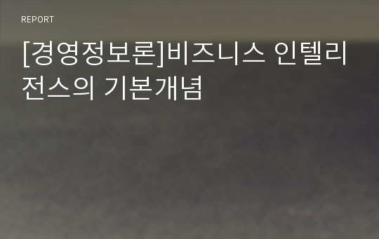 [경영정보론]비즈니스 인텔리전스의 기본개념