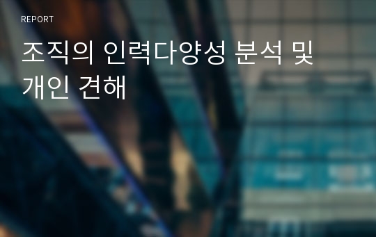 조직의 인력다양성 분석 및 개인 견해