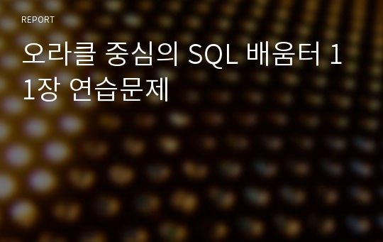 오라클 중심의 SQL 배움터 11장 연습문제