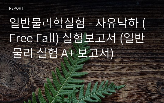 일반물리학실험 - 자유낙하 (Free Fall) 실험보고서 (일반 물리 실험 A+ 보고서)