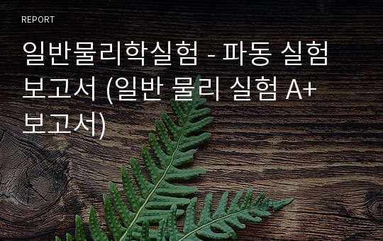 일반물리학실험 - 파동 실험보고서 (일반 물리 실험 A+ 보고서)