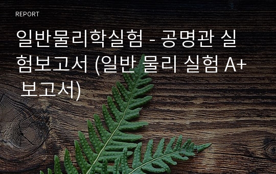 일반물리학실험 - 공명관 실험보고서 (일반 물리 실험 A+ 보고서)