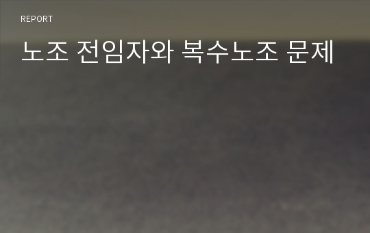 노조 전임자와 복수노조 문제