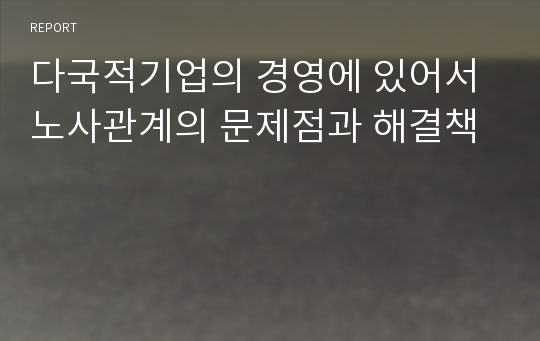 다국적기업의 경영에 있어서 노사관계의 문제점과 해결책