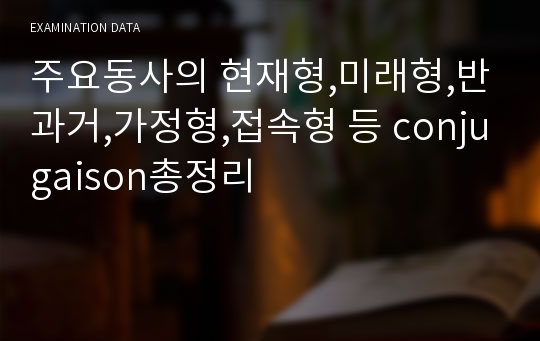 주요동사의 현재형,미래형,반과거,가정형,접속형 등 conjugaison총정리