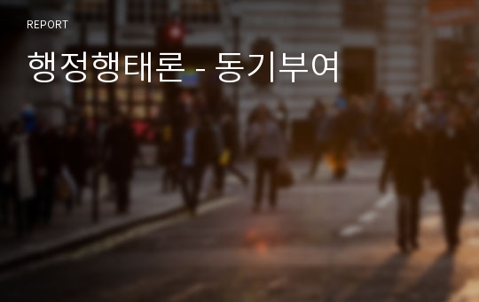 행정행태론 - 동기부여